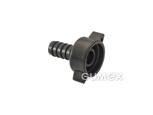 Spojka plastová na kohoutek, 13mm, vnitřní závit G 3/4", včetně těsnění, matice ABS, spojka HDPE, černá